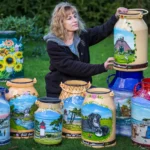 Bemalte Milchkannen von Kannenmalerin Kathrin Finck