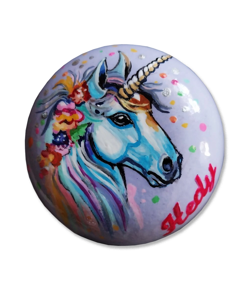 Bemalte Fahrradklingel mit Einhorn