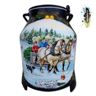 Handbemalte Milchkanne (20l) | Weihnachtsbaum
